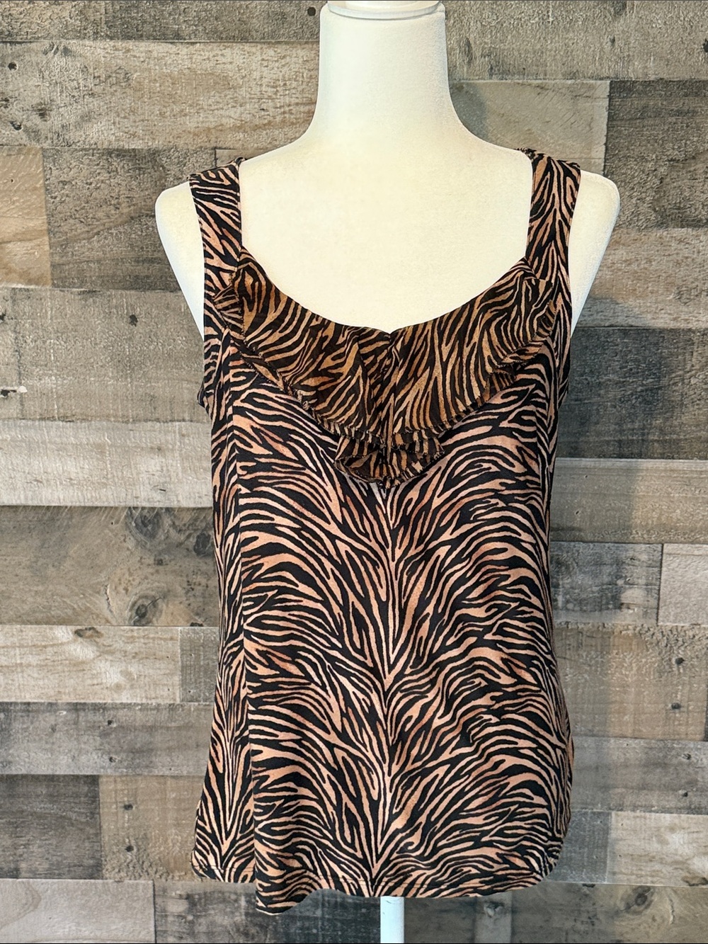 White House Black Market Zebra Print Tank Top Size M